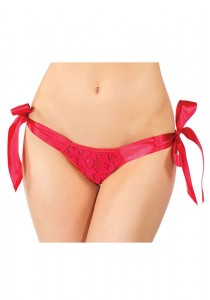 Culotte Dentelle Rouge Noeud Ruban