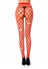 Collants Croisillons Résille Large Strass Paillettes Pantalons Rouge