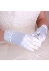 Gants Courts Ceremonie Mariage Satin Plissés Store Blanc