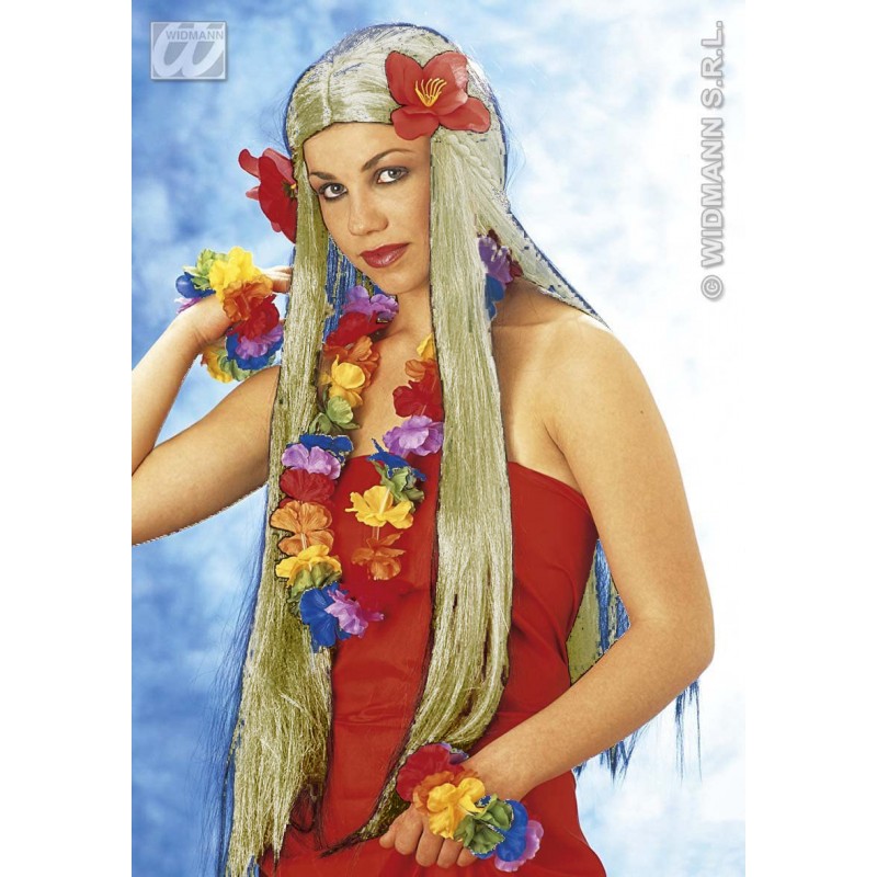 Widmann Perruque Hawaii Aloha Girl Wig avec Fleurs Blond