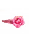 Pince Broche Mariage Fleur Tissu Scintillant Strass Rose