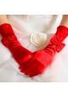 Gants Longs Mariage Dentelles Satin Perles Noeuds Rouge