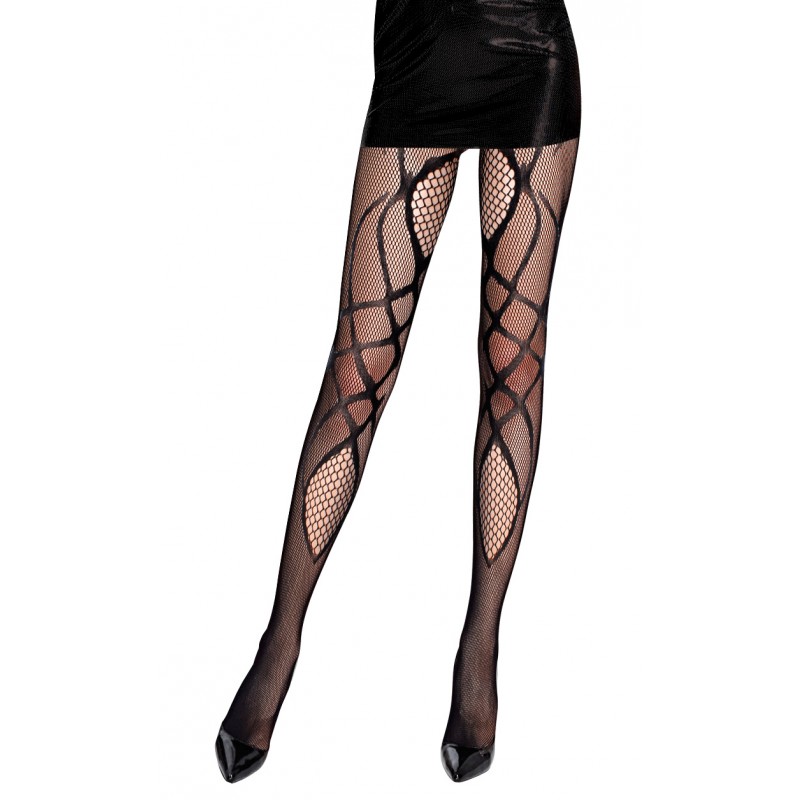 Collant Résille Halloween Tête De Mort - Noir, Dentelle, Pour Costume Femme Sexy Soirée Déguisée Ou Fête