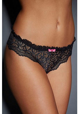 Culotte_ Dentelle_ Noire _Noeud _Rose