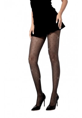 Collant Voile Noir Fantaisie Pois Petit Scintillant