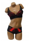 Ensemble Soutien-Gorge / Culotte 16006B Noir Rouge