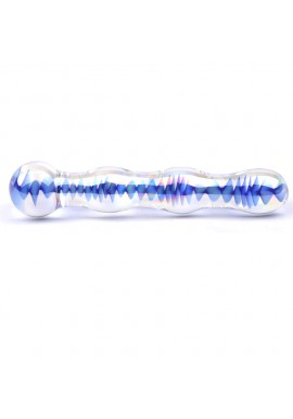 Gode Verre Bleu Double Wavy Ondulé