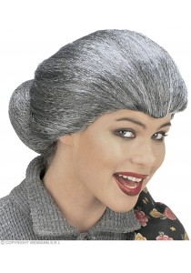 Widmann Perruque Vieille Dame Grand Mère Gris Chignon 