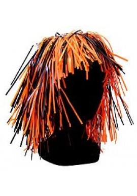 Perruque Halloween Plastique Ignifugee Orange Noir