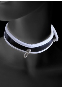 Collier Soumise Aspect Cuir Bi color - Noir Blanc