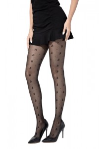 Collant Voile Noir Plumetis Nœuds Délicats