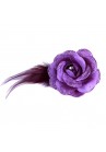 Pince Broche Mariage Fleur Tissu Scintillant Strass Violet