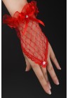 Gants Mitaine Dentelle Courts Bague Rouge